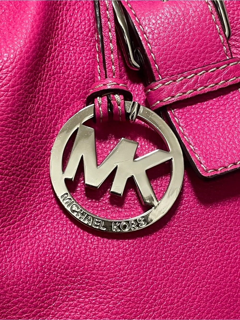 Michael Kors Brookville Large hot Pink Pebbled Leather Satchel convertible Bag